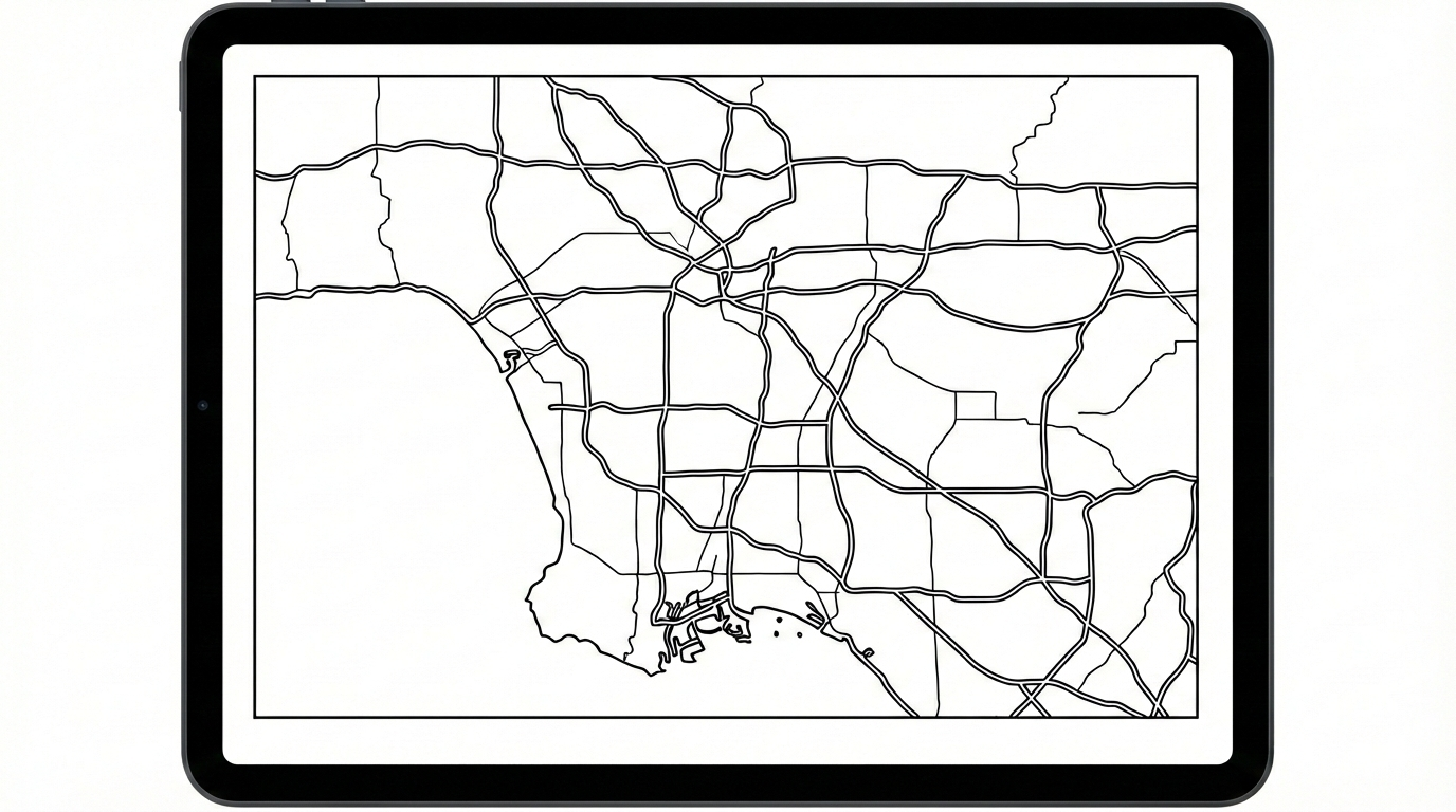 Mobile locksmith service coverage area map for South Bay, Los Angeles, and Orange County